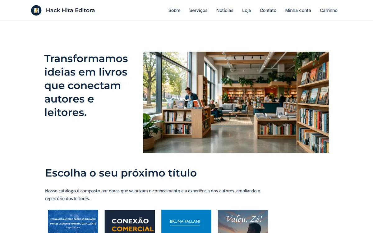 Página inicial da Hack Hita Editora