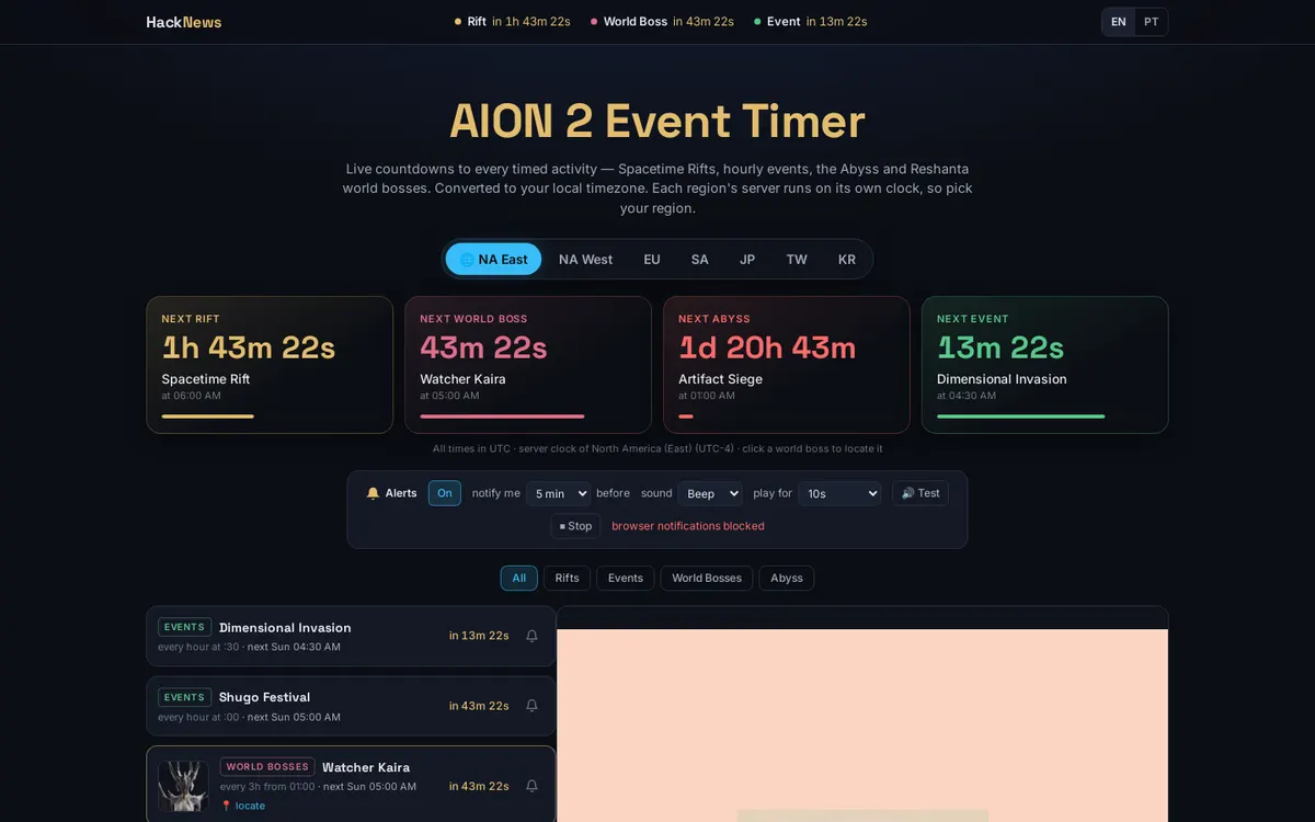 AION 2 Event Timer
